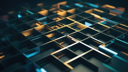 Poster - Geometric Square Grid Line Pattern Abstract Illustration Background