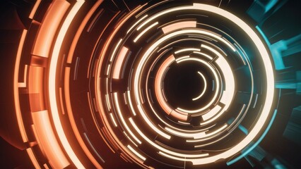 Poster - 3D Rendered Abstract Circular Light Background without AI Generation