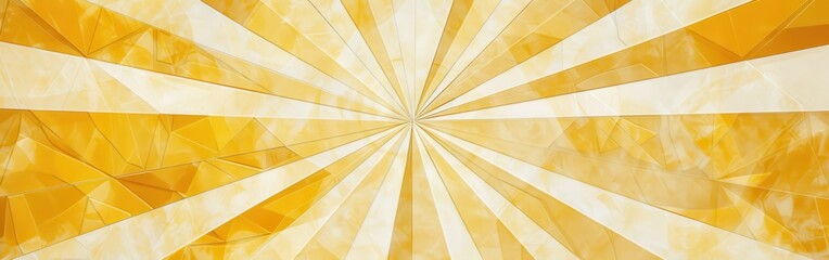 Poster - A digitally created image depicting a radial pattern of yellow and white geometric shapes. The shapes are arranged in a sunburst design, converging at a central point. The image has a smooth, textured
