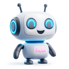 Cute cartoon 3D robot isolated on white background