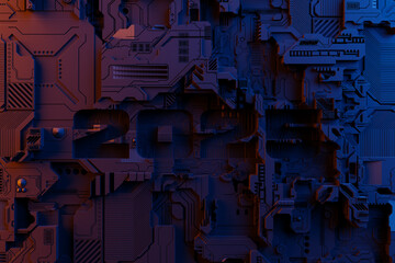Poster - 3D illustration Abstract geometric tech pattern with  futuristic tech postcard with the year 2025. Grunge textured wallpaper. Geometric repeating background for a boy, sports textiles, clothes