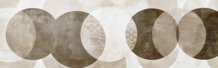 Aufkleber - A digital art piece featuring a repeating pattern of overlapping circles in shades of brown and white. The circles have a textured, almost fabric-like appearance, and they are overlaid with faint patt