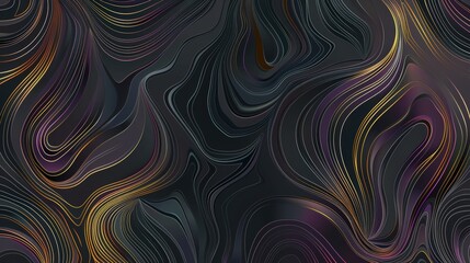 Aufkleber - Colorful, swirling lines form a dynamic dark pattern, showcasing an abstract art piece that captures the eye with its flowing shapes and textures