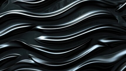 Aufkleber - A close-up view of a black textured surface featuring flowing wave patterns that create an intriguing visual depth under soft lighting