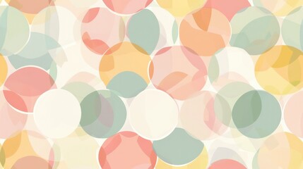 Aufkleber - This abstract digital illustration features a seamless pattern of overlapping watercolor circles in a variety of pastel colors, including pink, peach, yellow, green, and blue. The circles are partiall