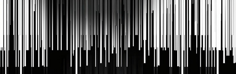 Poster - A black and white abstract background image features numerous vertical lines of varying lengths. The lines create a sense of depth and movement with their irregular sizes.