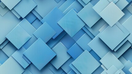 Leinwandbilder - A seamless pattern of blue squares in various shades and sizes. The squares are arranged in an overlapping pattern, creating a sense of depth and dimension. The image is a simple, yet elegant, abstrac