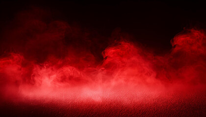 Poster - Ethereal Red Mist Swirling in Dark Void. Vivid Smoke with Deep Shadows and Crimson Hues
