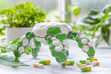 Sticker - Eco Friendly Robotic Insect with Capsules on Natural Surface Symbolizing Sustainable Medical Technologies and the Integration of Nature with Technology