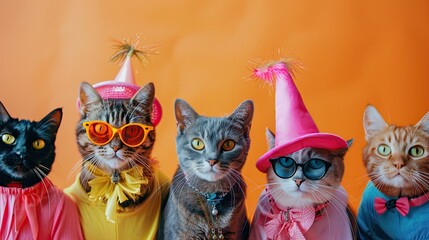 Naklejka na meble cat breeds wearing different costumes and accessories