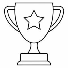 Trophy and 1 star line art vector