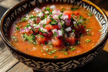 Poster - A vibrant bowl of salsa filled with diced tomatoes, onions, and fresh herbs, ready to accompany delicious dishes at a festive gathering