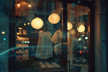 Canvas Print - A store window featuring clothes on display