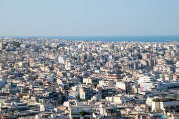 Aerial cityscape panoramic view of Athens capital city of Greece, view from ancient Acropolis hill