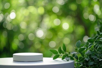 Canvas Print - Product podium backdrop green technology windowsill.