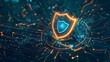 © Jasmine - Cybersecurity Shield: A digital shield glows with vibrant blue and orange hues, symbolizing robust protection within a complex network of circuits. It evokes a sense of security, resilience