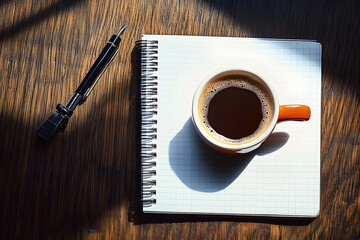 Poster - Cup of coffee and notepad