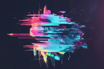 Poster - Abstract art featuring vibrant colors on a dark background, suitable for use in illustrations or designs