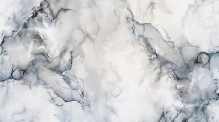 Poster - A close-up image of a smooth, white and gray marble surface with a flowing pattern of natural veins. The surface is illuminated by soft, even light, highlighting the intricate detail of the veins.