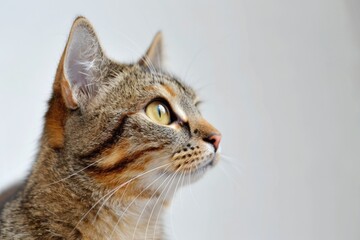 Poster - A close-up shot of a curious cat gazing upwards