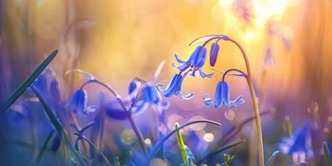 Wall Mural - close up of a bluebell with shallow depth of field in spring