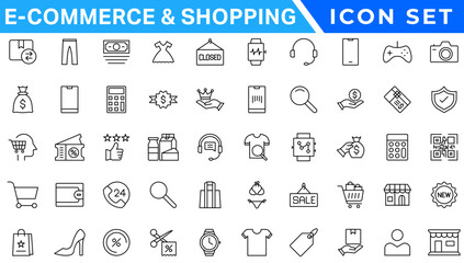 Poster - E-Commerce and Shoping Line Icons. Editable Stroke. Pixel Perfect.