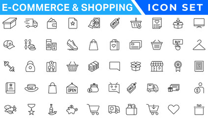 Poster - E-Commerce and Shoping Line Icons. Editable Stroke. Pixel Perfect.