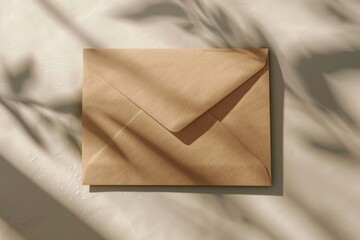 Poster - A brown envelope sitting on top of a white sheet, great for business or personal use