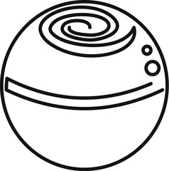 Poster - black and white line art icon of a planet forming with a spiral galaxy in the background