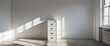 © sitifatimah - An empty office space featuring a white filing cabinet, emphasizing minimalism and clean design with soft shadows and natural light
