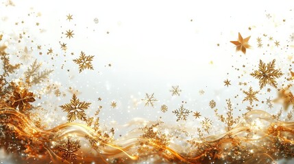 Poster - A festive winter background features golden snowflakes and stars, providing a sparkling atmosphere perfect for holiday celebrations