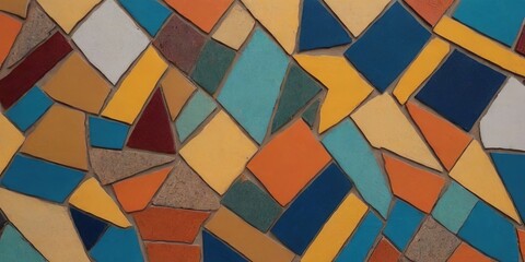 Poster - A mosaic tile wall with a variety of colors and shapes