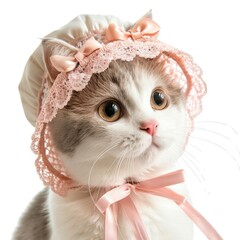 Sticker - Adorable kitten wearing lace bonnet