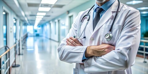 Wall Mural - Doctor Man With Stethoscope In Hospital