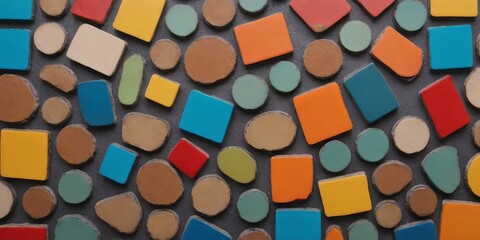 Aufkleber - A mosaic of colorful tiles with a variety of shapes and sizes