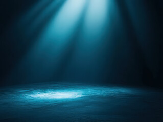 Wall Mural - A dark blue room with a spotlight shining on the floor