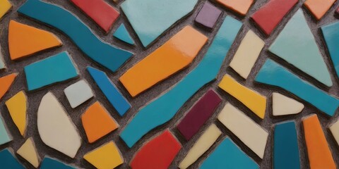 Aufkleber - A mosaic of colorful tiles with a blue and orange tile in the middle
