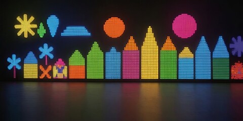 Wall Mural - A colorful display of buildings and trees