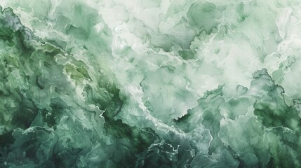Aufkleber - A close-up image of an abstract painting with green and white ink swirls, creating a mesmerizing and textural background.