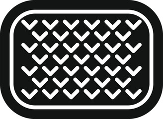 Poster - simple black and white icon of a rectangular padded surface with a geometric pattern, potentially re