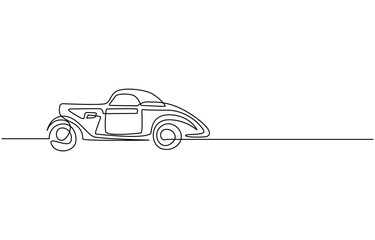 continuous one line drawing of car vector icon. One line Car icon vector background ,One single continuous line drawing of old vintage car, line draw

