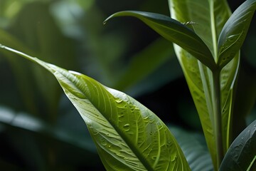 Abstract green foliage leaf nature background Generative AI