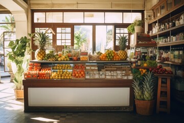 Poster - Groceries shop supermarket pineapple fruit.