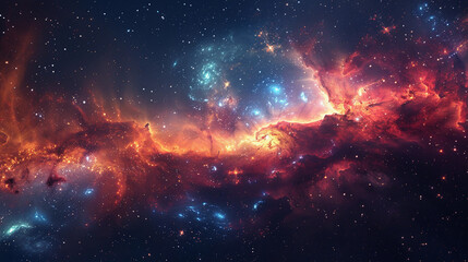 Wall Mural - Colorful cosmic nebula filled with bright stars in the galaxy at night