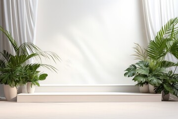 Poster - White background windowsill plant vase.