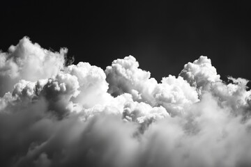 Poster - A black and white photograph of clouds drifting lazily across the sky