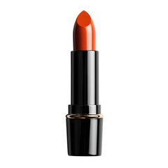 orange lipstick png. tube of orange lipstick top view png. luxurious orange lipstick tube flat lay png. facial cosmetics for a beauty campaign concept isolated. orange rouge