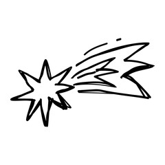 Wall Mural - black shooting stars hand drawn illustration, vector doodle sketch falling stars icon.