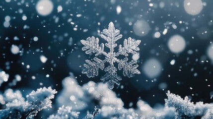 Wall Mural - Snowflake in Snow