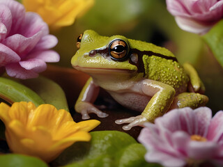 frog on leaf,frog in the garden